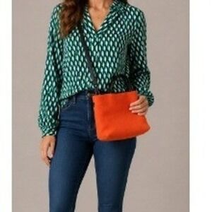 FURLA Women's Orange‎ Crossbody Chic & Cozy Strap Wool Handbag